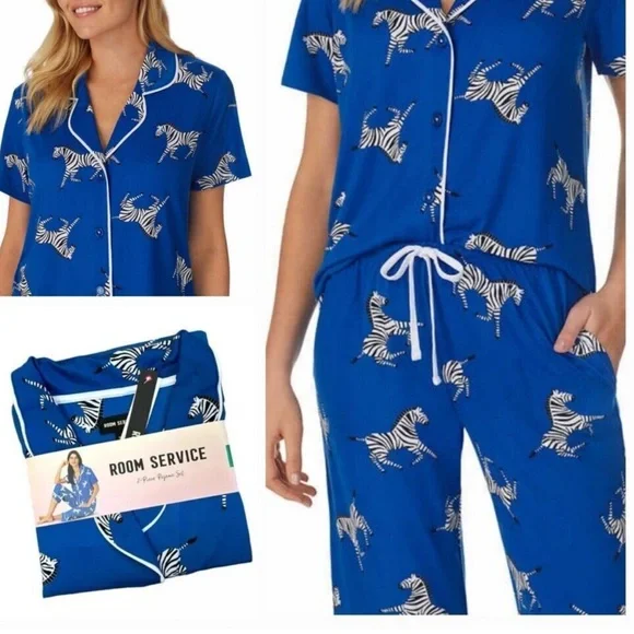 Room service zebra pj set EUC - top L bottom M - Picture 1 of 10